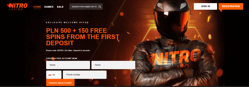 Nitro casino home page